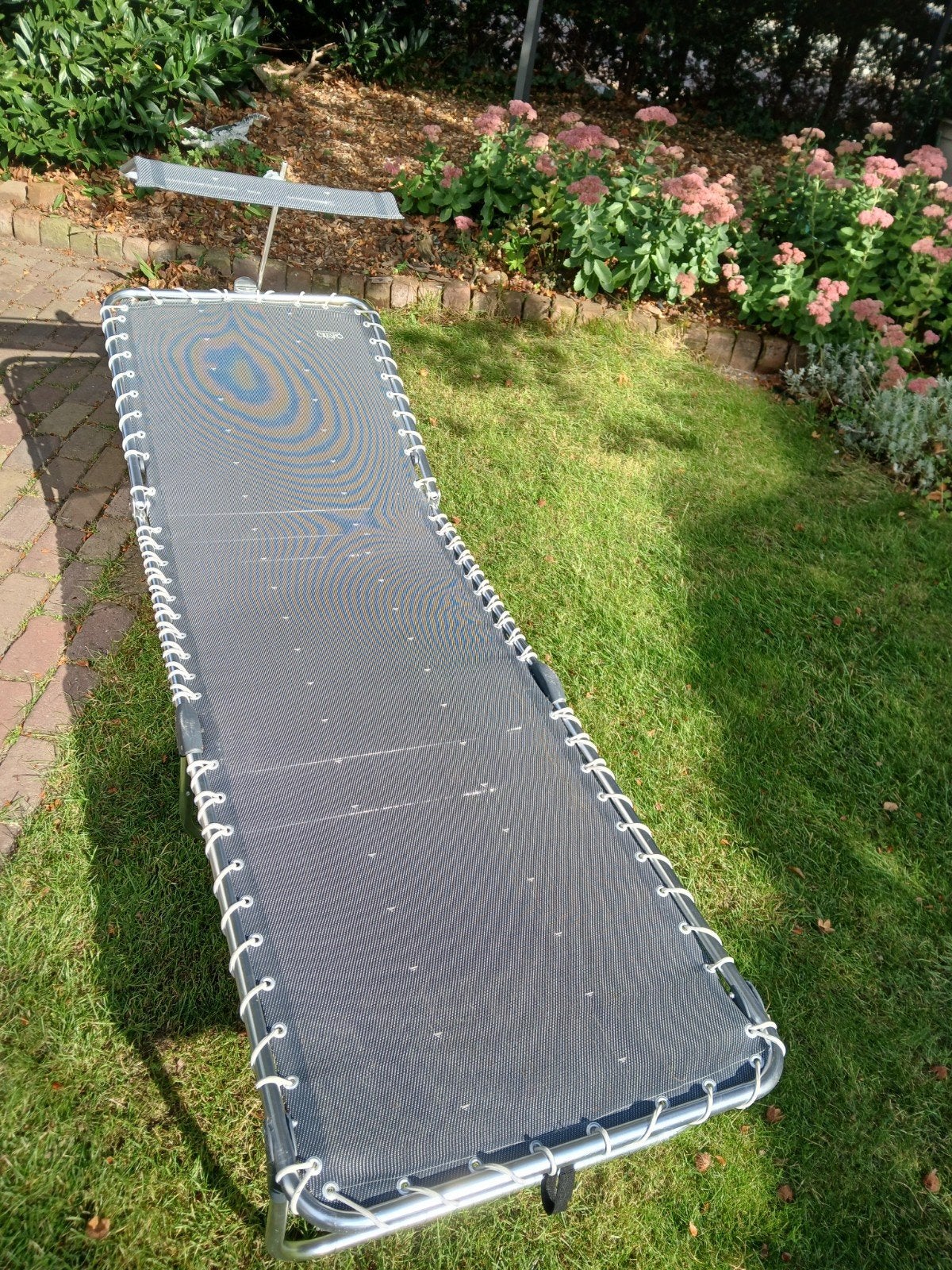 Crespo stretchbed met zonneluifel, Tuin en Terras, Ophalen of Verzenden, Zo goed als nieuw, Aluminium, Inklapbaar