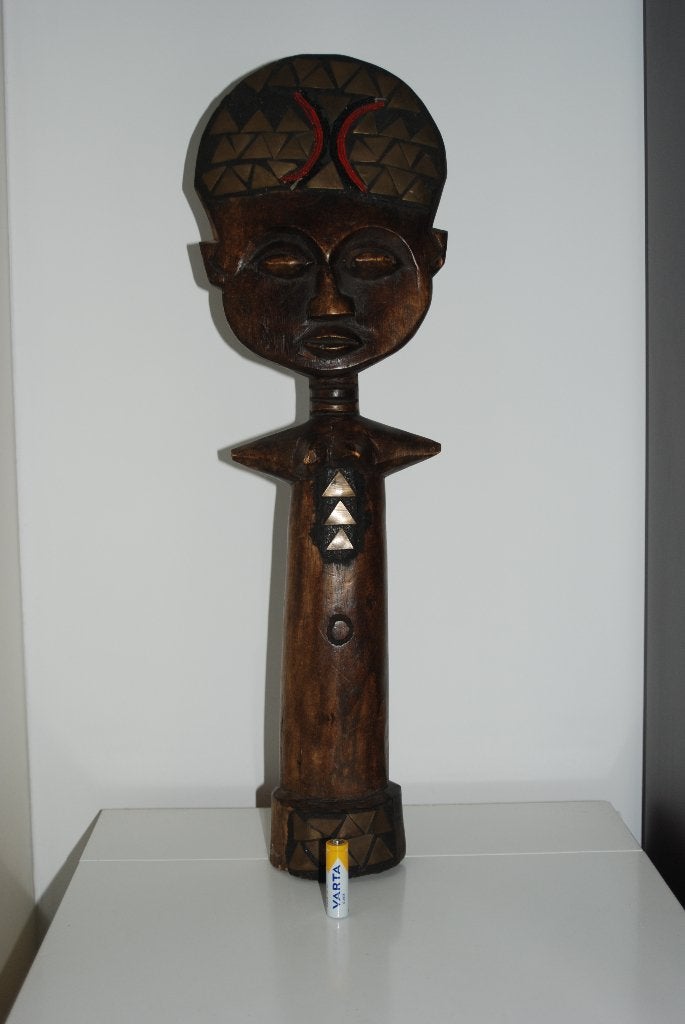 Vruchtbaarheidspop Benin Afrika, Bruin, Afrika, Versierd, Ophalen of Verzenden