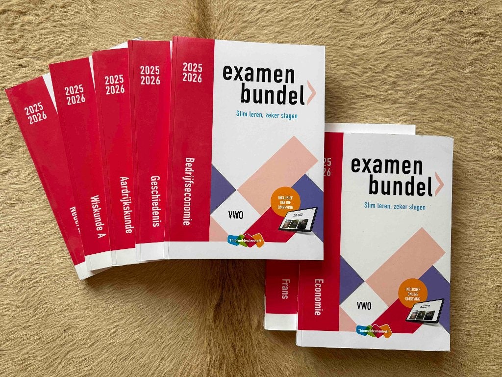 Examenbundels '25-'26 vwo voor: nl, wi, ak, ges, be, fr, ec., Boeken, Ophalen of Verzenden, Zo goed als nieuw, VWO, Overige vakken