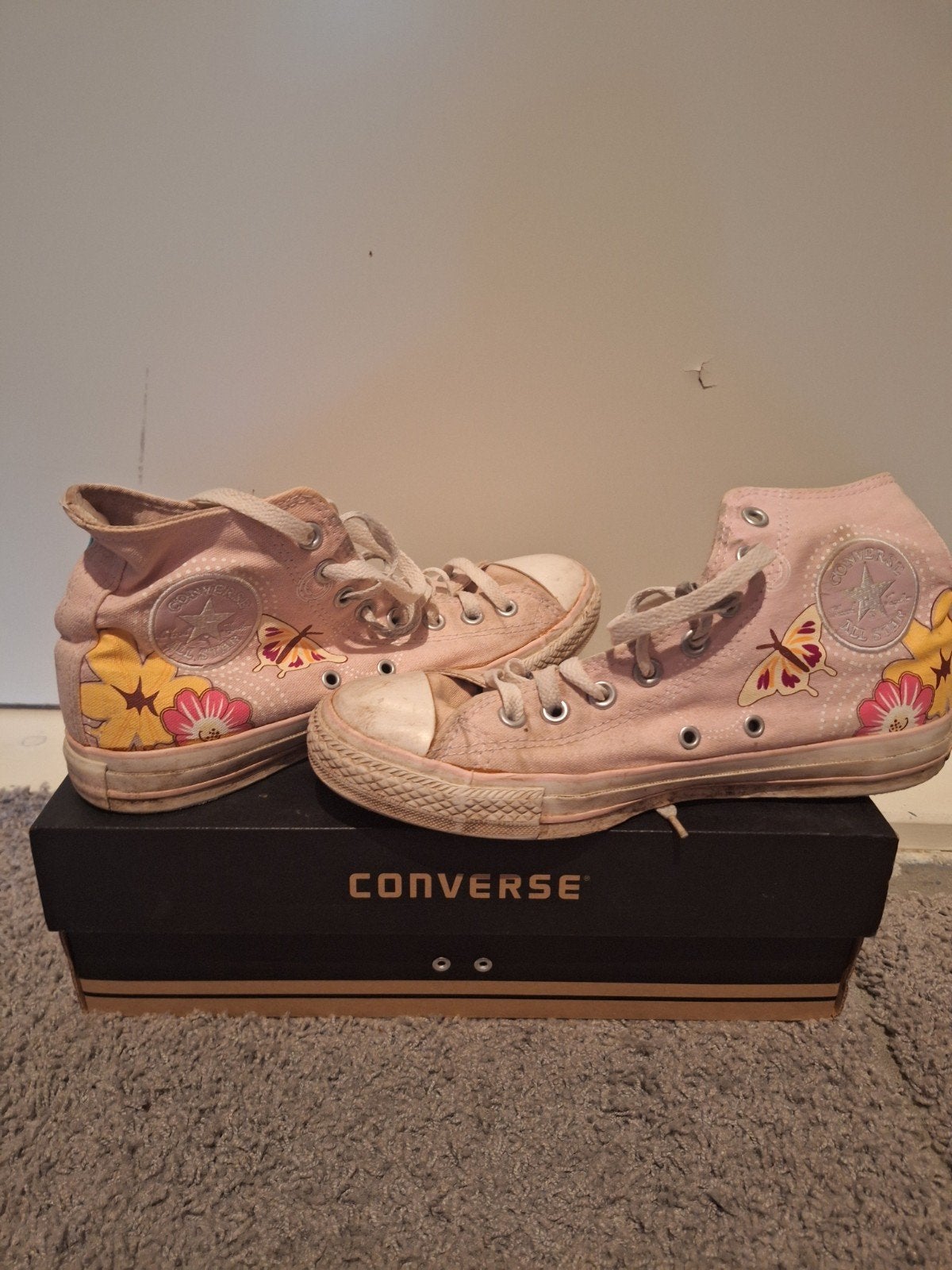 Converse All Star roze sneakers met vlinders en bloemen, Ophalen of Verzenden