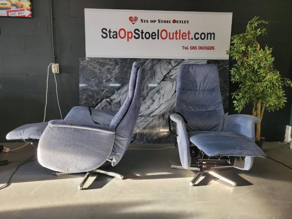 Staopstoel Set Stof Blauw Sterpoot op accu, Minder dan 50 cm, Minder dan 75 cm, Ophalen of Verzenden, Zo goed als nieuw
