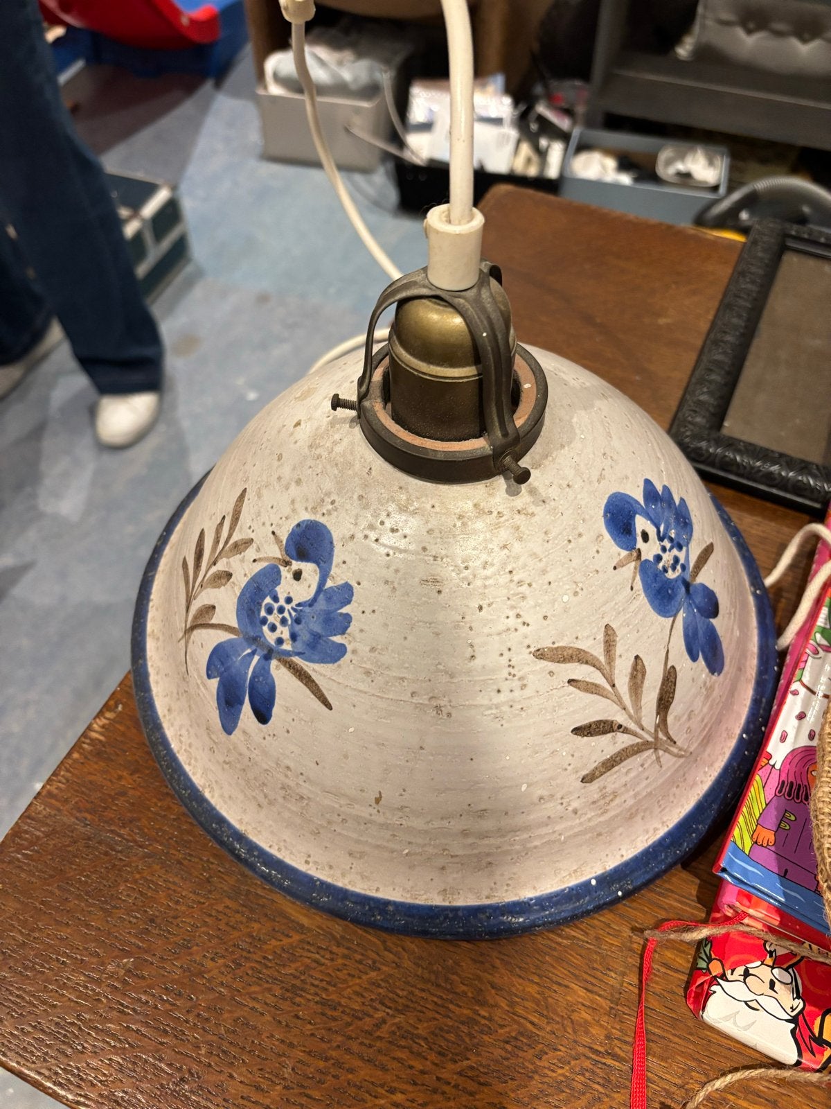 Keramieken Hanglamp met Blauwe Vogels - Frankrijk, Ophalen