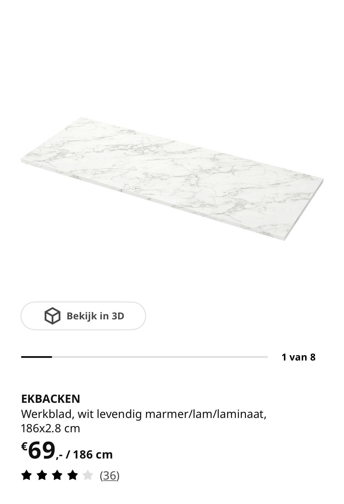 Ekbacken IKEA werkblad - NIEUW, Ophalen, Nieuw