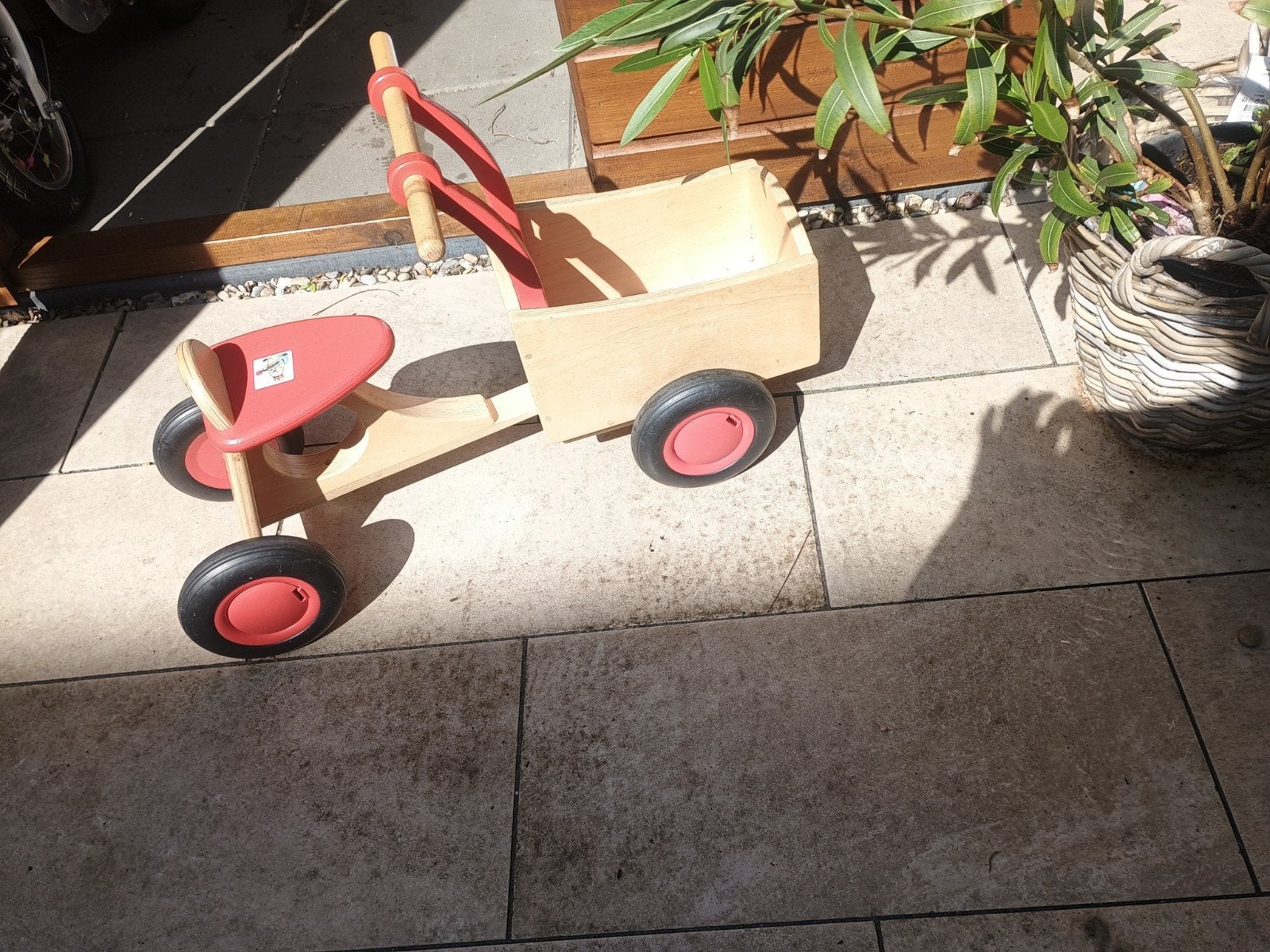 Houten loop bakfiets - Van Dijk Toys, Ophalen, Gebruikt, Loopfiets