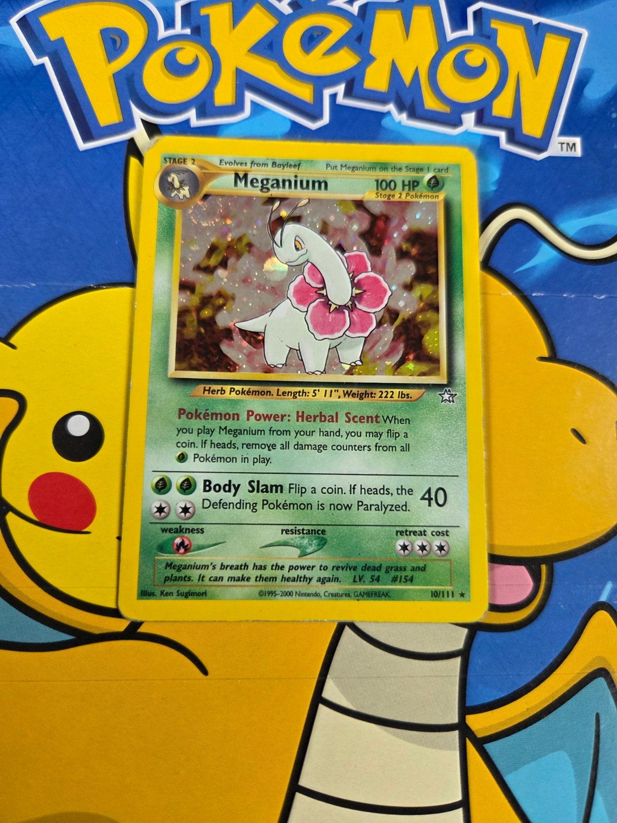 Pokémon kaart Meganium 10/111 (1995/2000), Ophalen, Gebruikt, Losse kaart