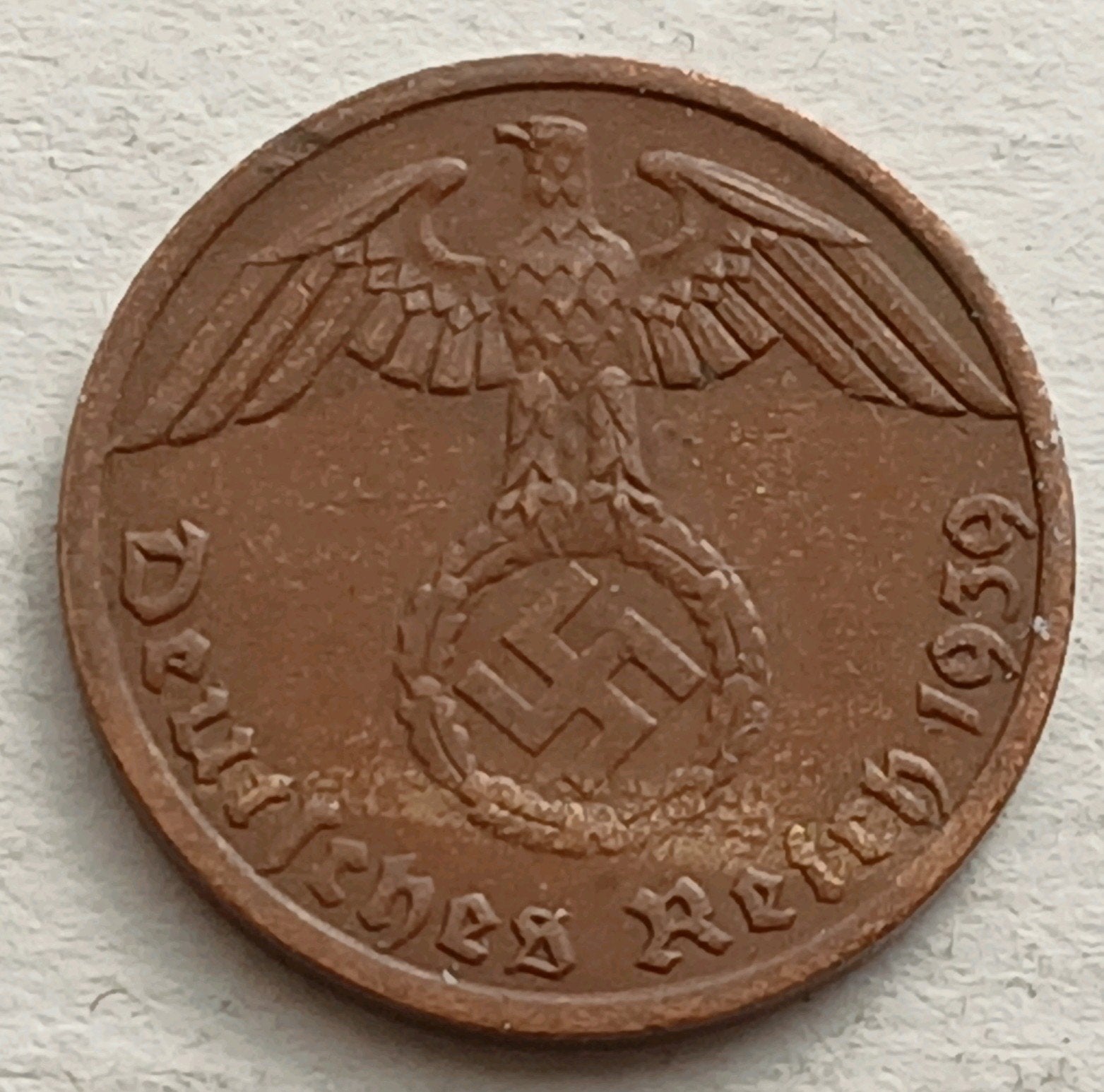 1 Reichspfennig 1939A Nazi Duitsland Oude Munt WO2 Swastika, Ophalen of Verzenden, Duitsland