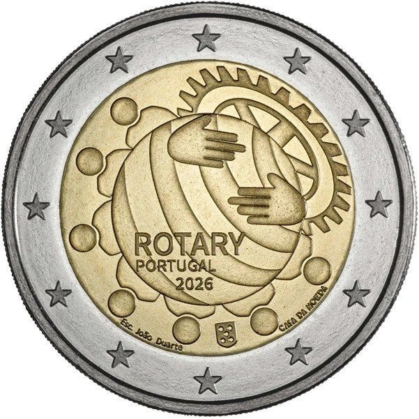 Speciale 2 Euro PORTUGAL 2026 “100 Jaar Rotary Club Portugal, Postzegels en Munten, Ophalen of Verzenden, Portugal, 2 euro