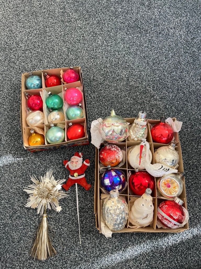 Oude antieke gekleurde kerstballen, Diversen, Kerst, Gebruikt, Ophalen of Verzenden
