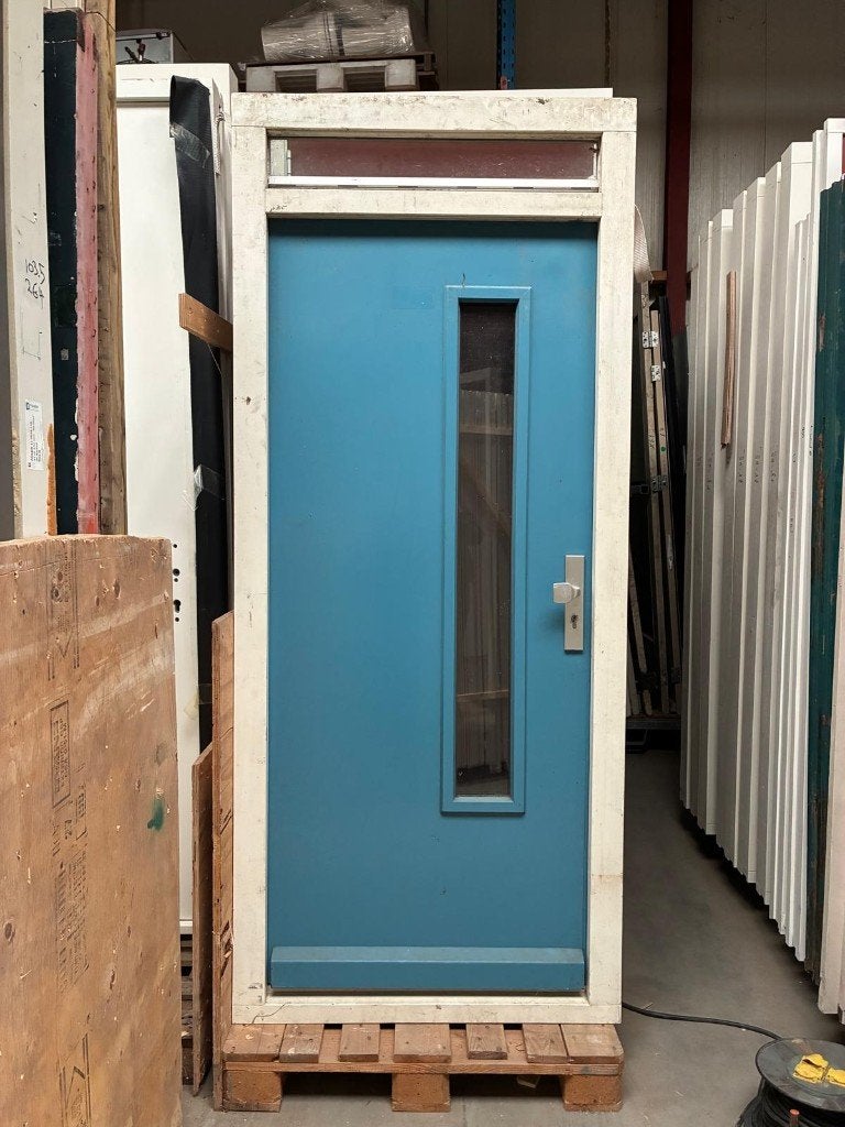 Voordeur met bovenlicht, Doe-het-zelf en Verbouw, Gebruikt, Deurkozijn, Inclusief glas, 225 cm of meer