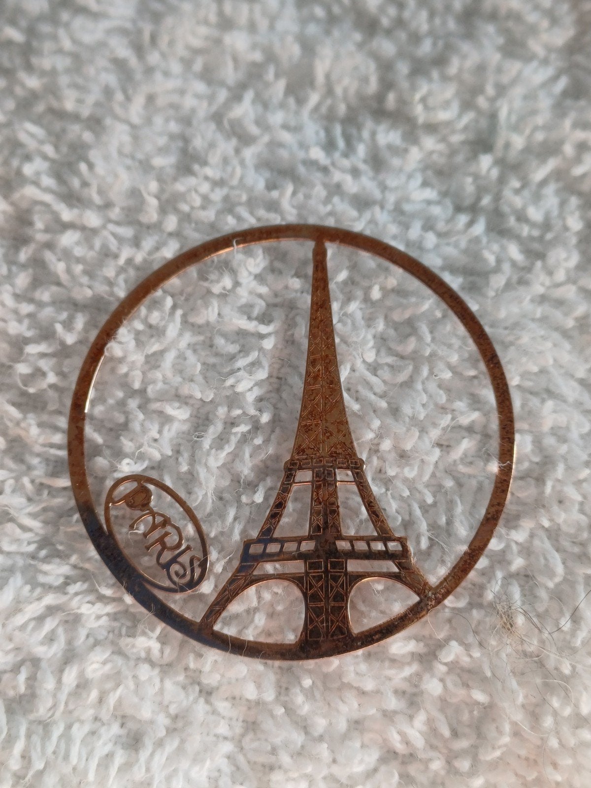 Imenso Insignia Eiffeltoren Rosé Goud Verguld Zilver 33mm, Gebruikt, 1 bedel, Zilver, Ophalen