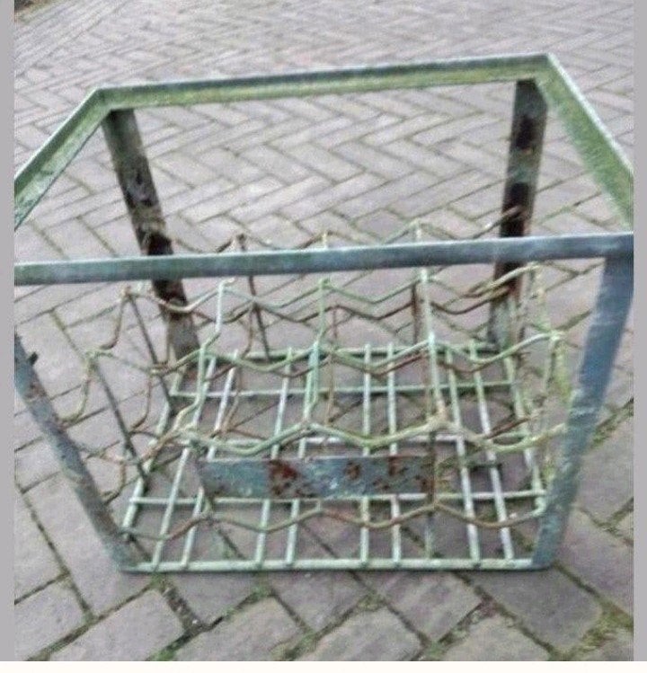 Oud metalen melkkrat - Vintage decoratie, Ophalen of Verzenden