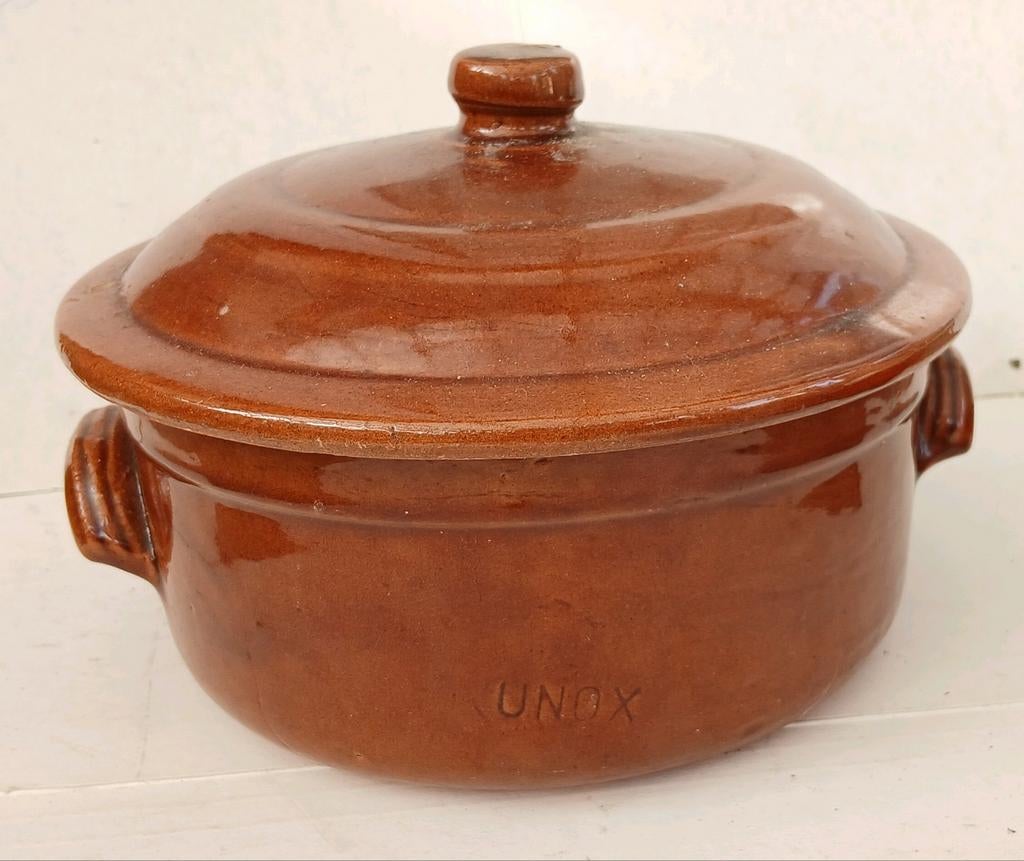 Vintage Unox Oude Ovenschaal Geglazuurd Keramiek Aardewerk, Ophalen of Verzenden