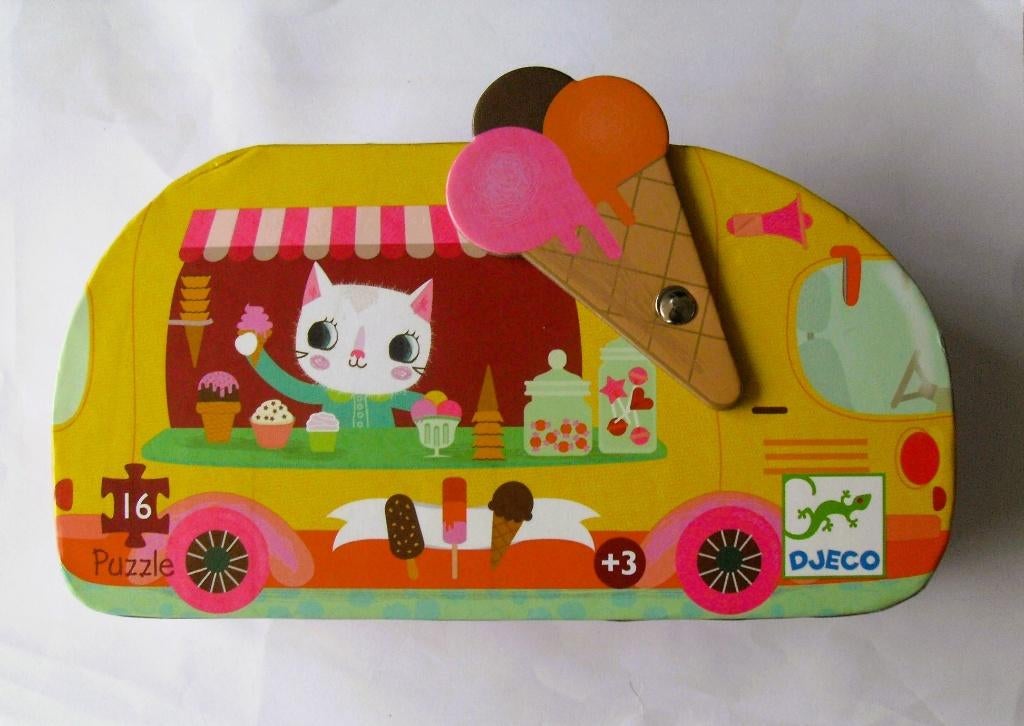 Djeco puzzel ijsco wagen / ijskraam / Le Glacier, Ophalen of Verzenden, 10 tot 50 stukjes, Zo goed als nieuw, 2 tot 4 jaar