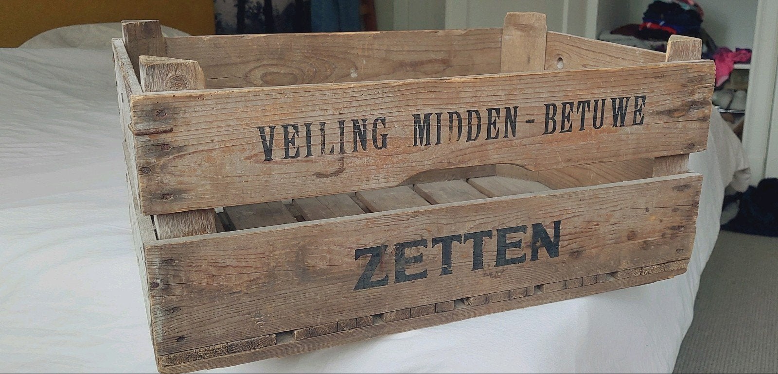 Vintage Houten Fruitkist - Veiling Midden-Betuwe Zetten, Ophalen