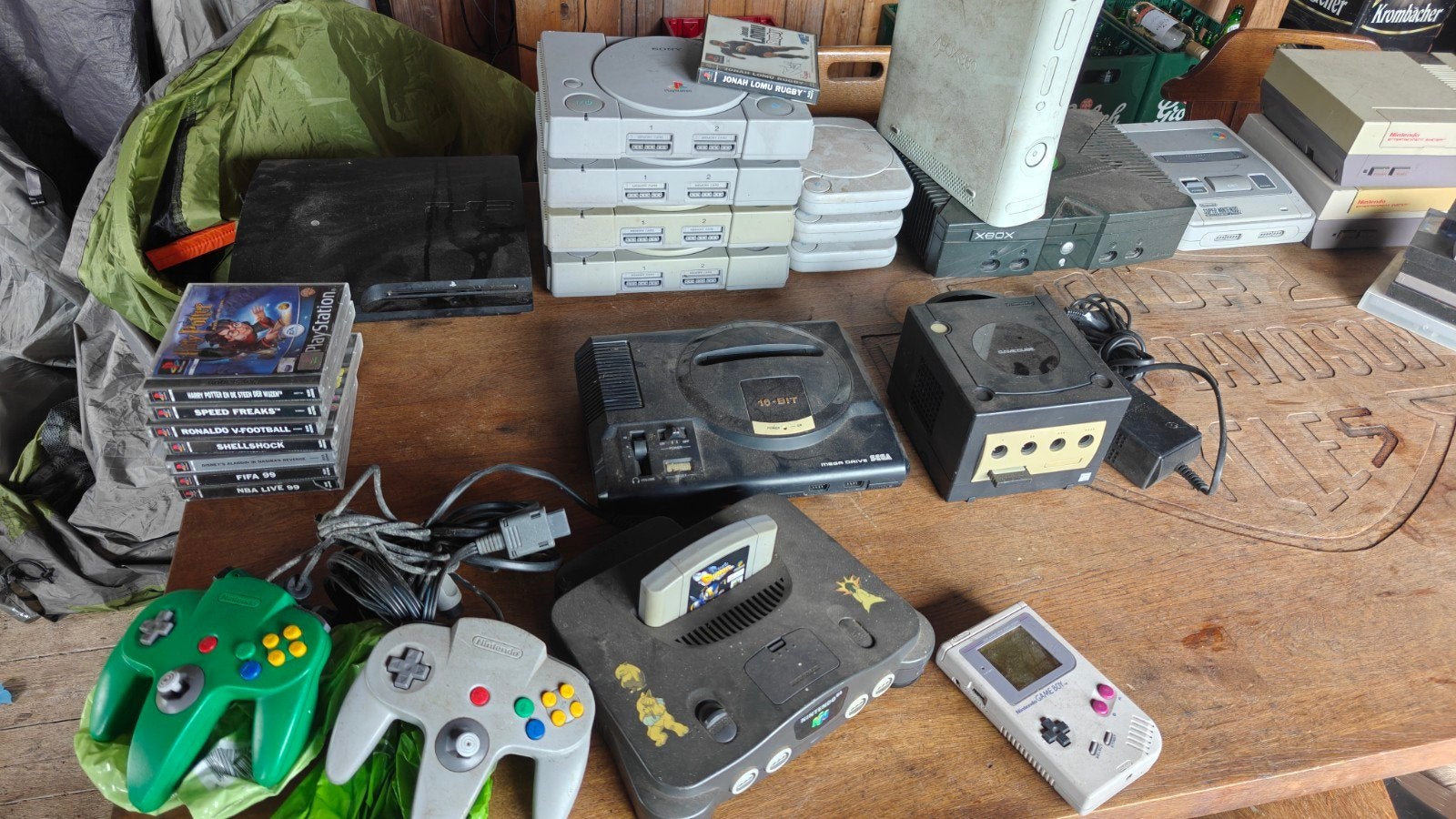 Partij retro gameconsoles en games (o.a. Nintendo, Sega, Ophalen, Gebruikt