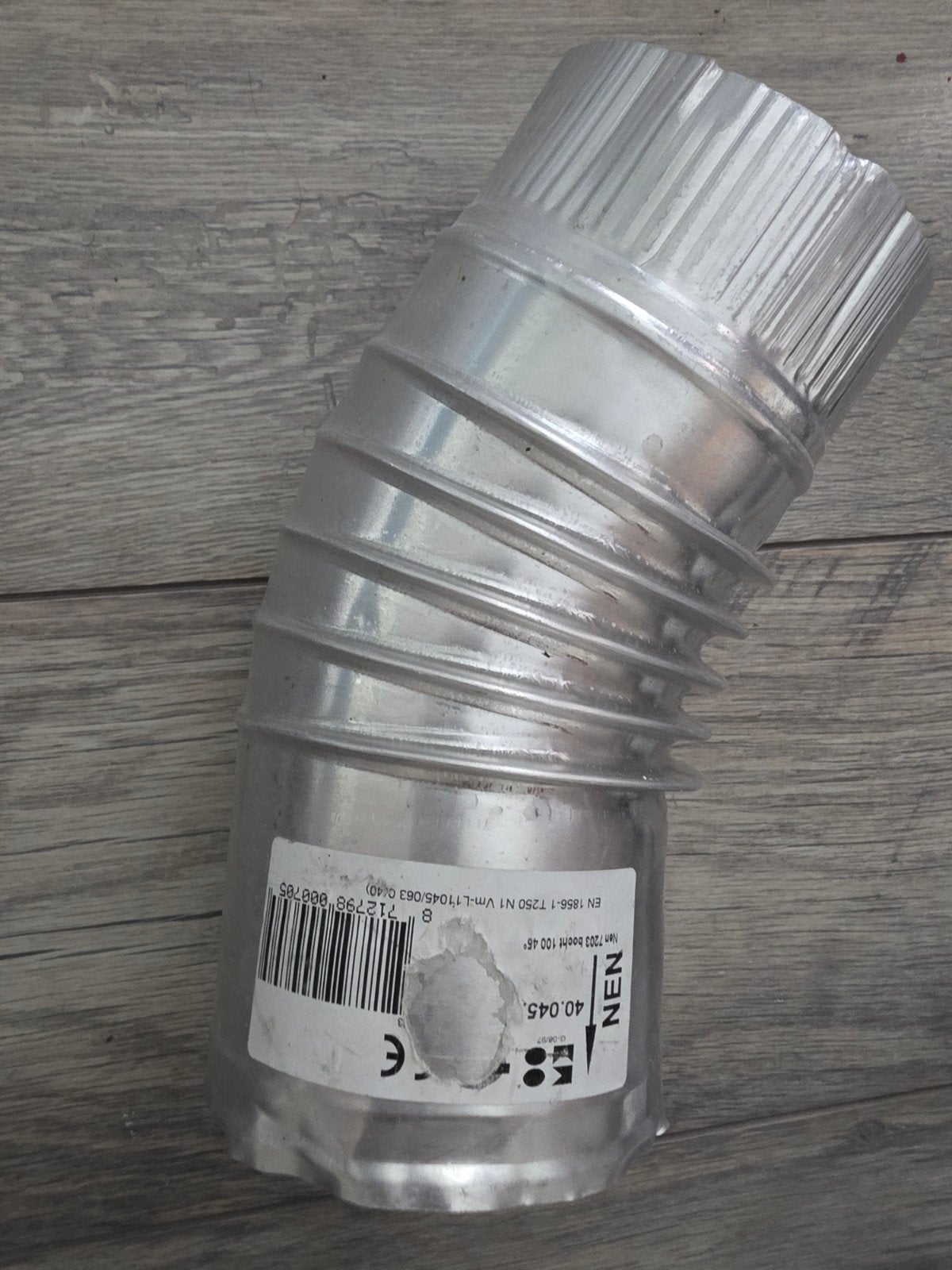 Burgerhout NEN 7203 Aluminium Rookgasbocht 45 Ø100mm, Ophalen of Verzenden, Nieuw