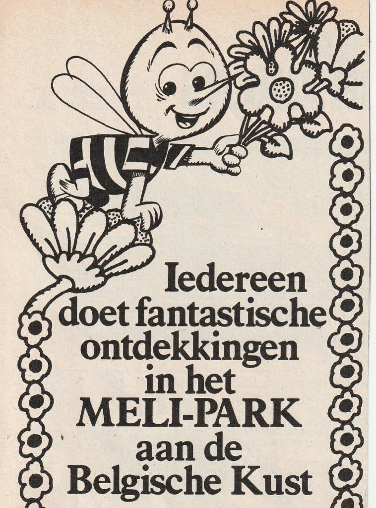 Retro reclame 1977 Meli Park pretpark Adinkerke De Panne, Verzamelen, Retro, Verzenden, Overige typen