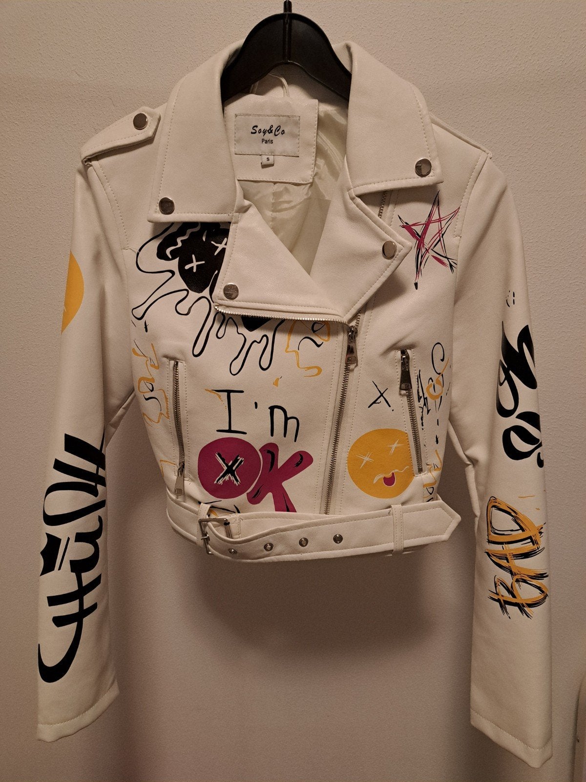 your painted jacket leather look maat S, Wit, Nieuw, So & co, Ophalen of Verzenden