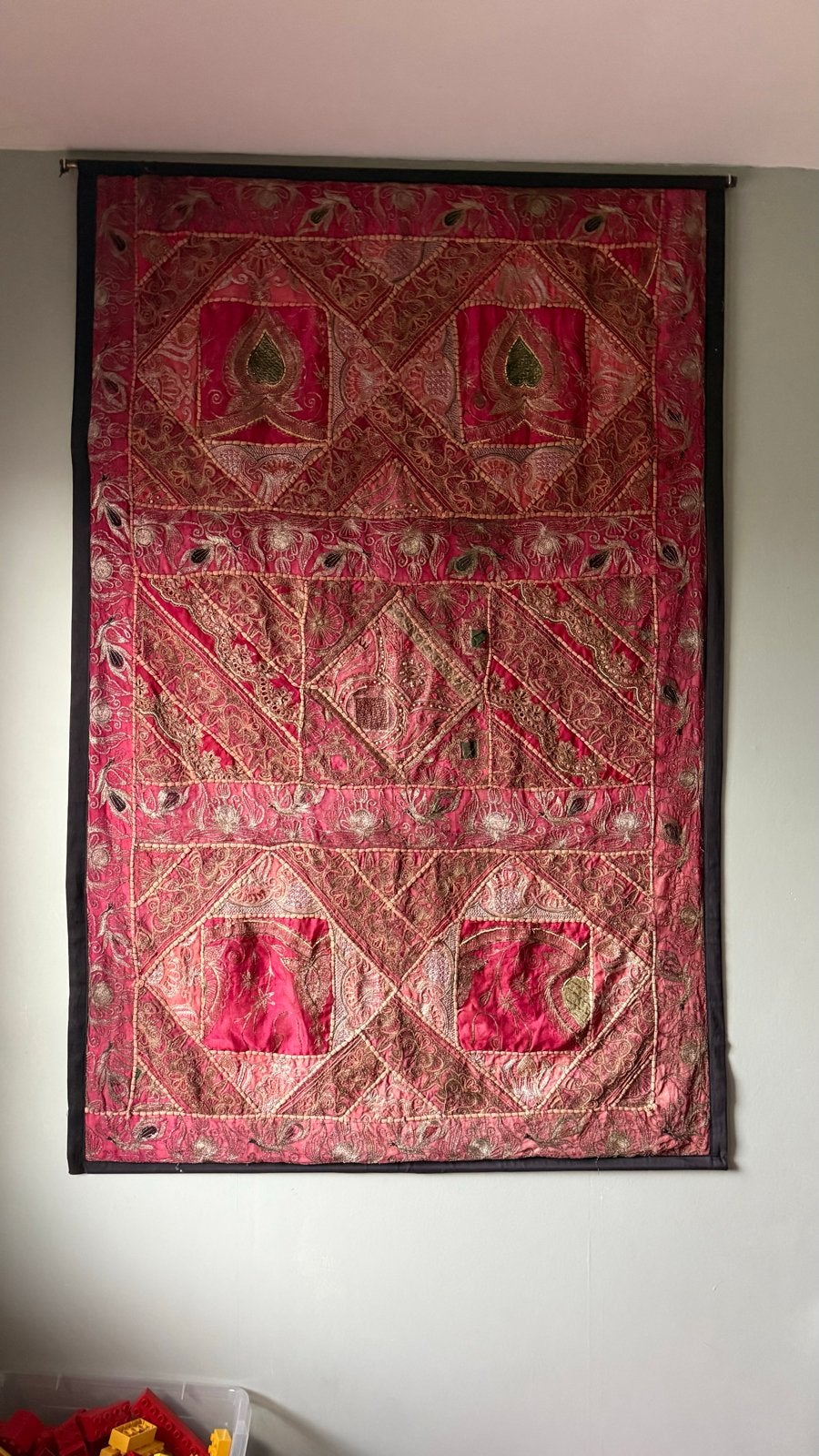 Prachtig handgemaakt wandkleed - Oosters/Vintage stijl, Gebruikt, Oosters, Rood, Ophalen of Verzenden