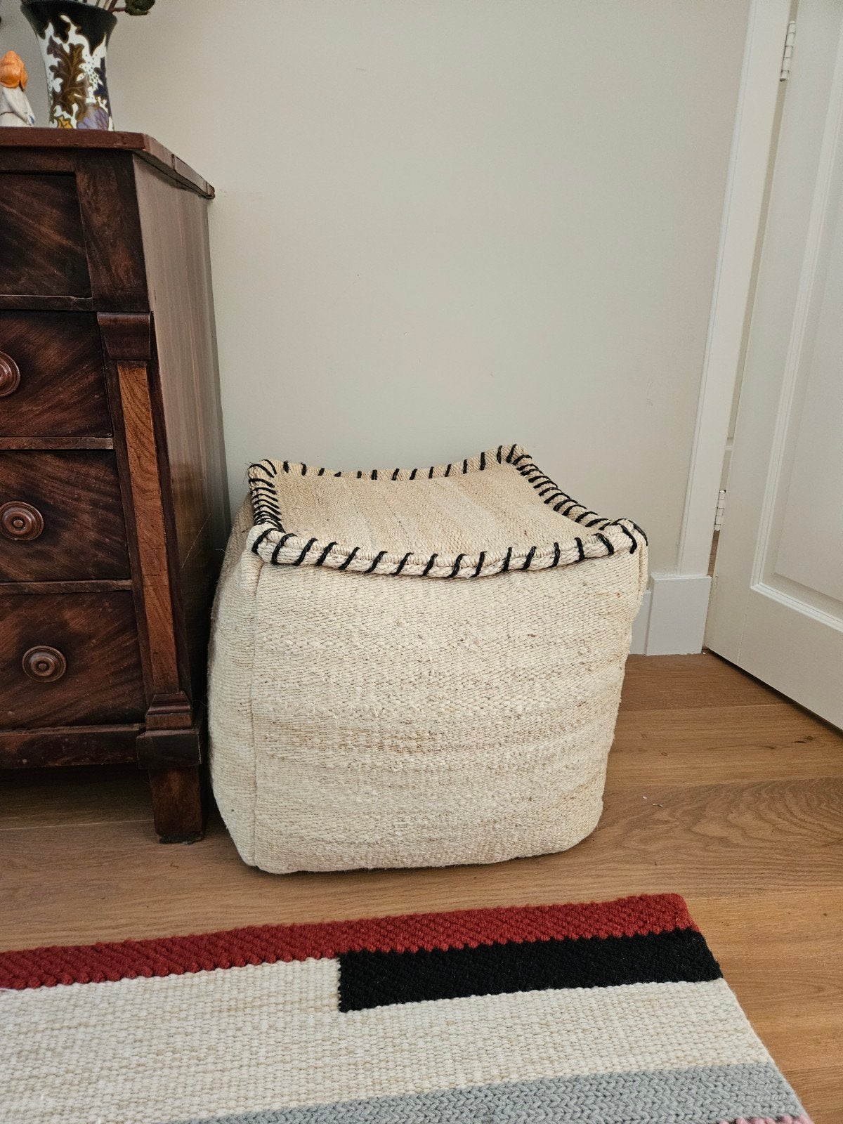 Hocker/ poef, Ophalen, Bohemian, Scandinavisch, Zo goed als nieuw, Riet of Rotan