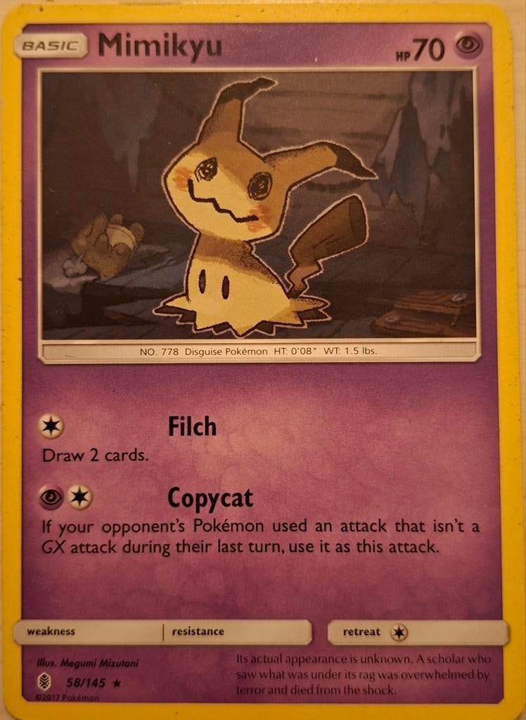 Mimikyu pokémon kaart, Ophalen of Verzenden, Nieuw, Losse kaart, Foil