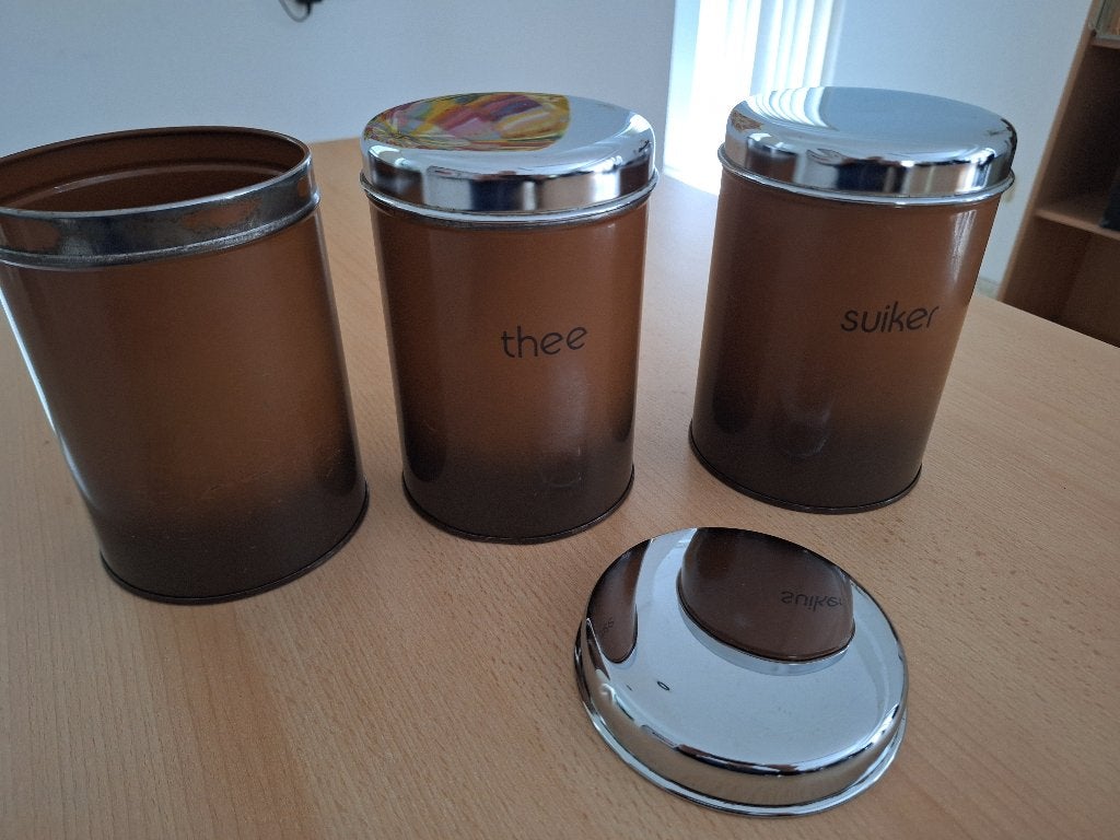 bruine vintage voorraadbussen, Verzamelen, Ophalen of Verzenden, Overige typen