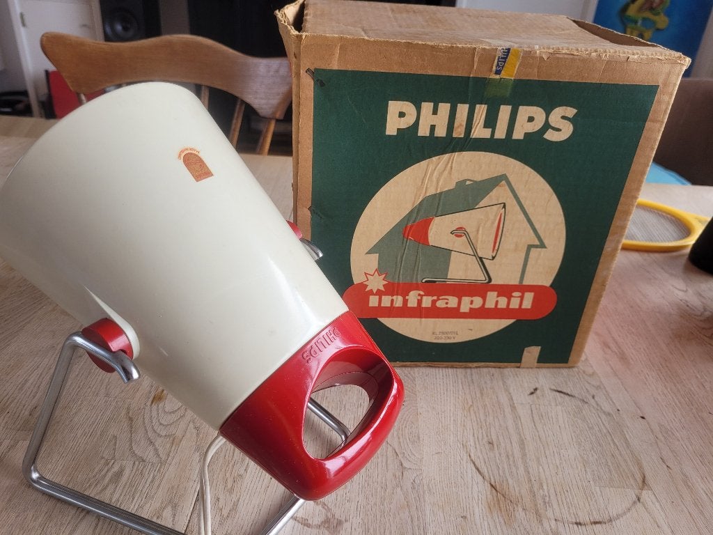 Vintage Philips infrarood lamp mooi rood/creme jaren 70, Ophalen, Gebruikt, Overige typen