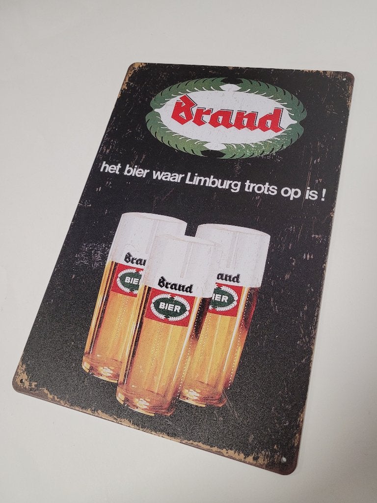 Brand bier 3 glazen reclamebord van metaal wandbord deco, Verzamelen, Biermerken, Ophalen of Verzenden, Nieuw, Reclamebord, Plaat of Schild