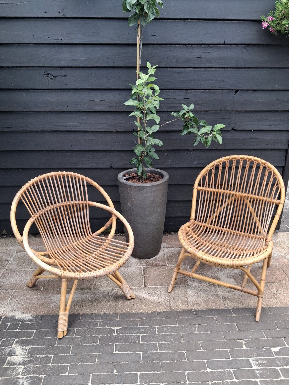Vintage rotan stoelen jaren '50 '60 rotanstoel, Ophalen