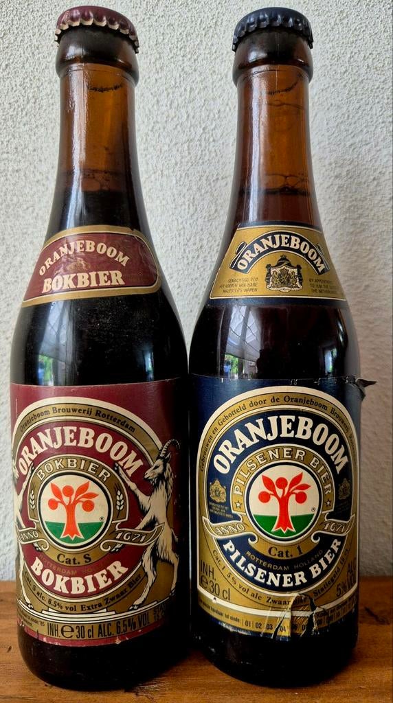 2x Fles ORANJEBOOM BOK bier +pilsener bier 1983. Verzamelaar, Verzamelen, Biermerken, Ophalen of Verzenden, Zo goed als nieuw