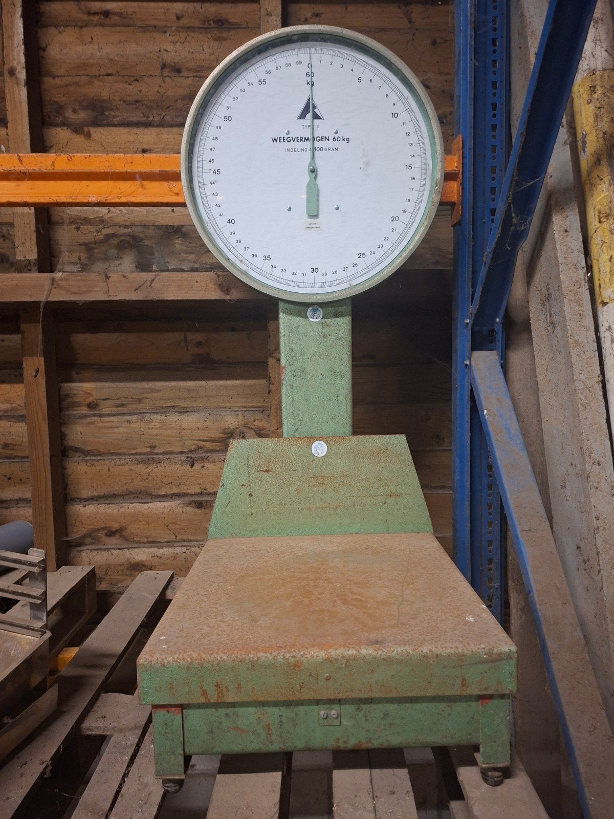 Vintage Weegschaal - Weegvermogen 60 kg, Ophalen of Verzenden, Gebruikt, Vloerweegschaal, 50 tot 100 kg
