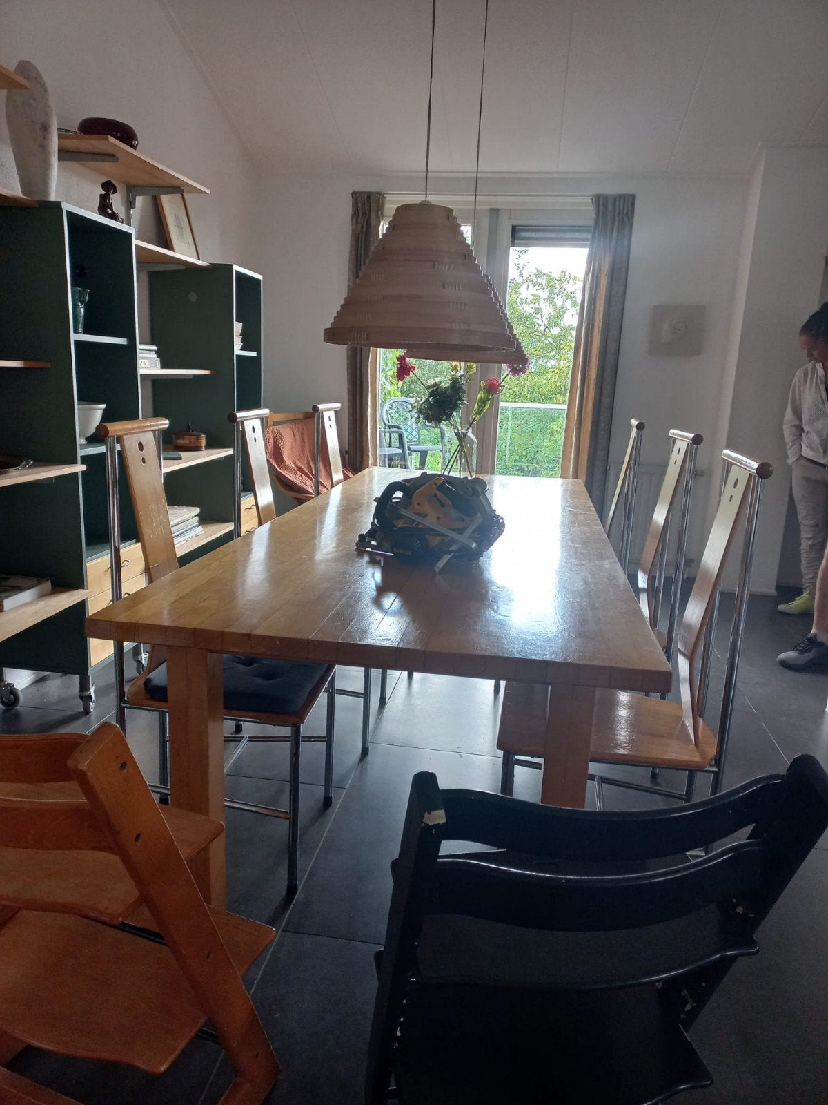 TE KOOP: Massief beukenhouten tafel 1.00 x 2.50 mtr, Gebruikt, Gestoomd massief beuken, 200 cm of meer, Vijf personen of meer