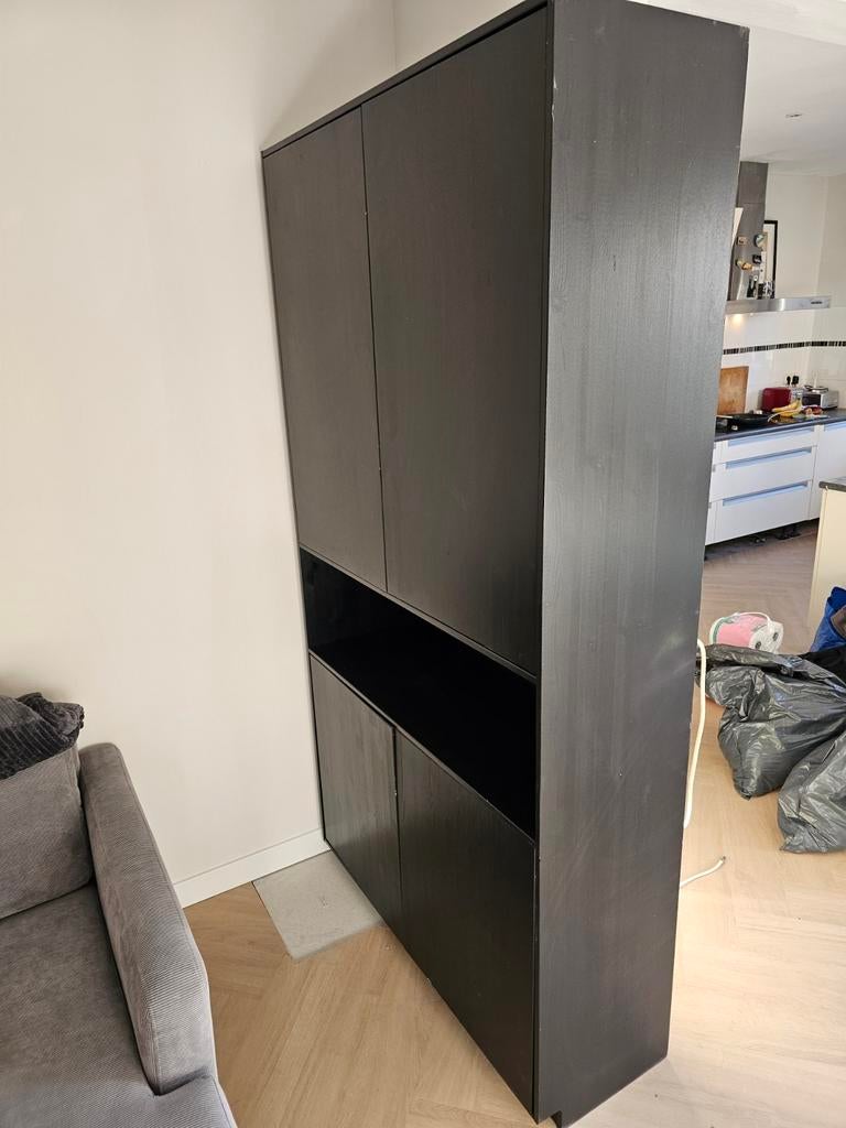 Zwart grenen buffetKast , Woood model finca - 210x110x40 cm, Ophalen, Gebruikt