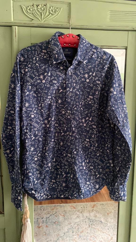 Heren overhemd merk Scotch&Soda maatje M, Ophalen of Verzenden, Zo goed als nieuw, Blauw, Halswijdte 41/42 (L)