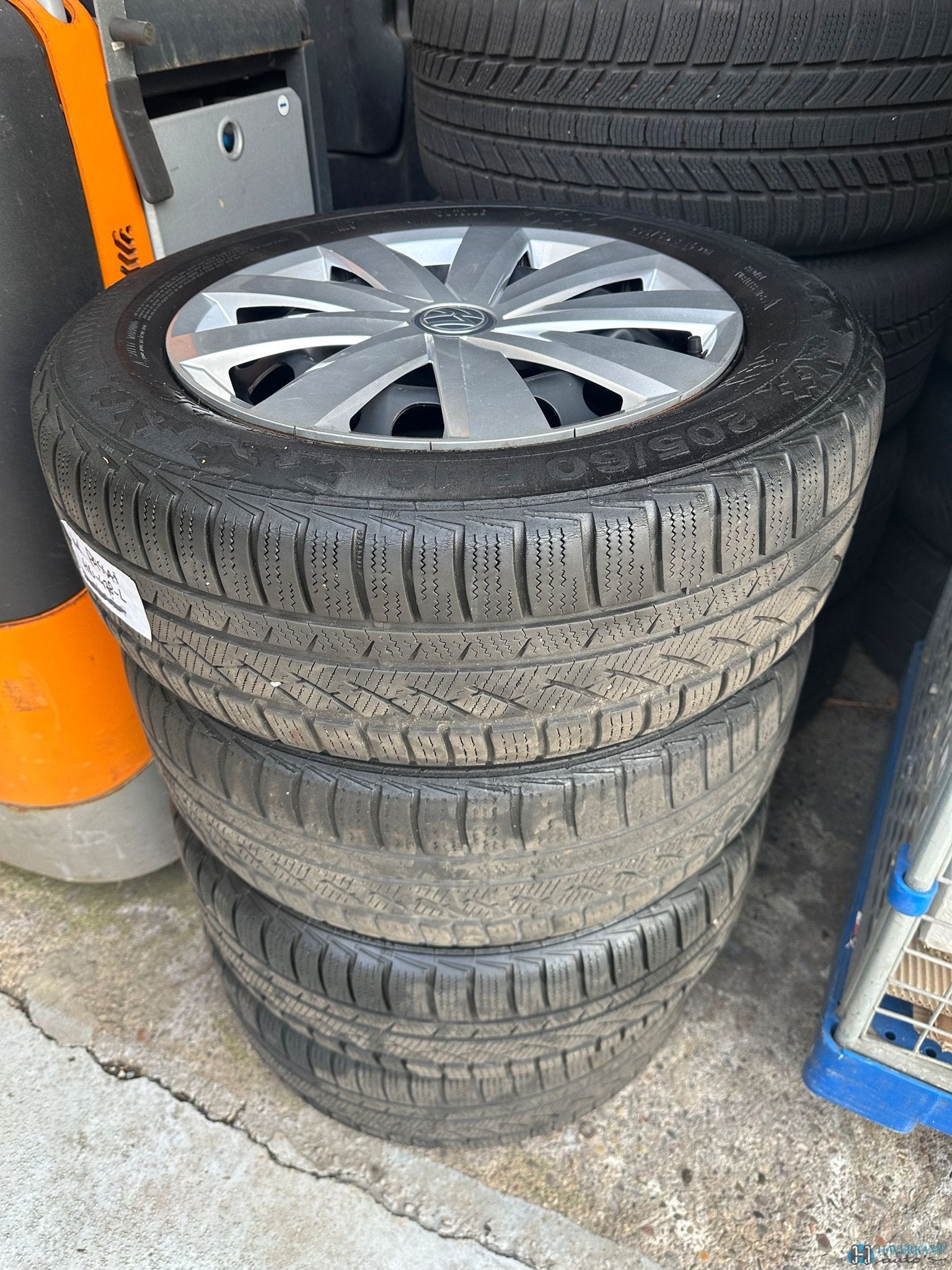 Volkswagen Passat winterset 205 60 16, Ophalen, Gebruikt, -, Banden en Velgen