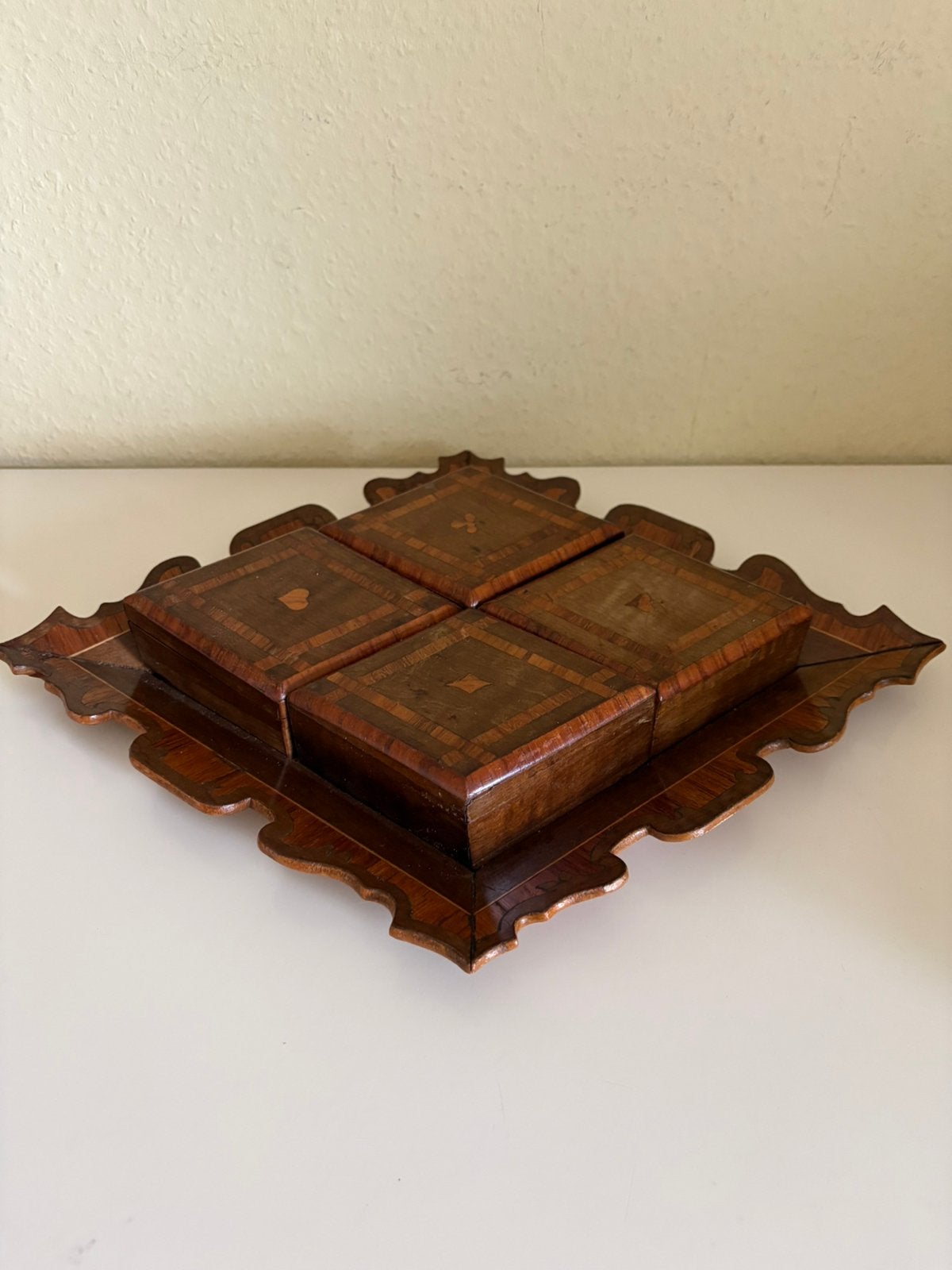 Antieke Franse speeldoos / kaartendoos marqueterie, Ophalen of Verzenden