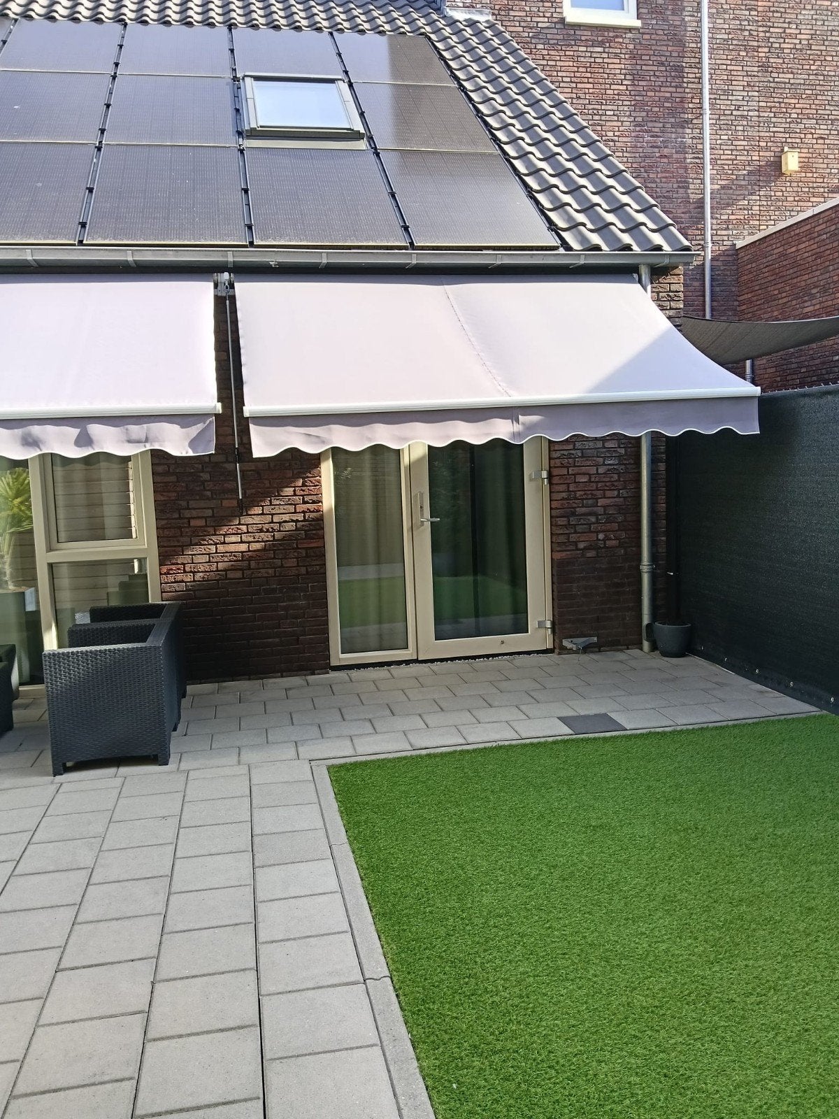 2 zonneluifels antraciet - Handbediend, Tuin en Terras, Ophalen, Zo goed als nieuw, 150 tot 300 cm, 250 cm tot 450 cm