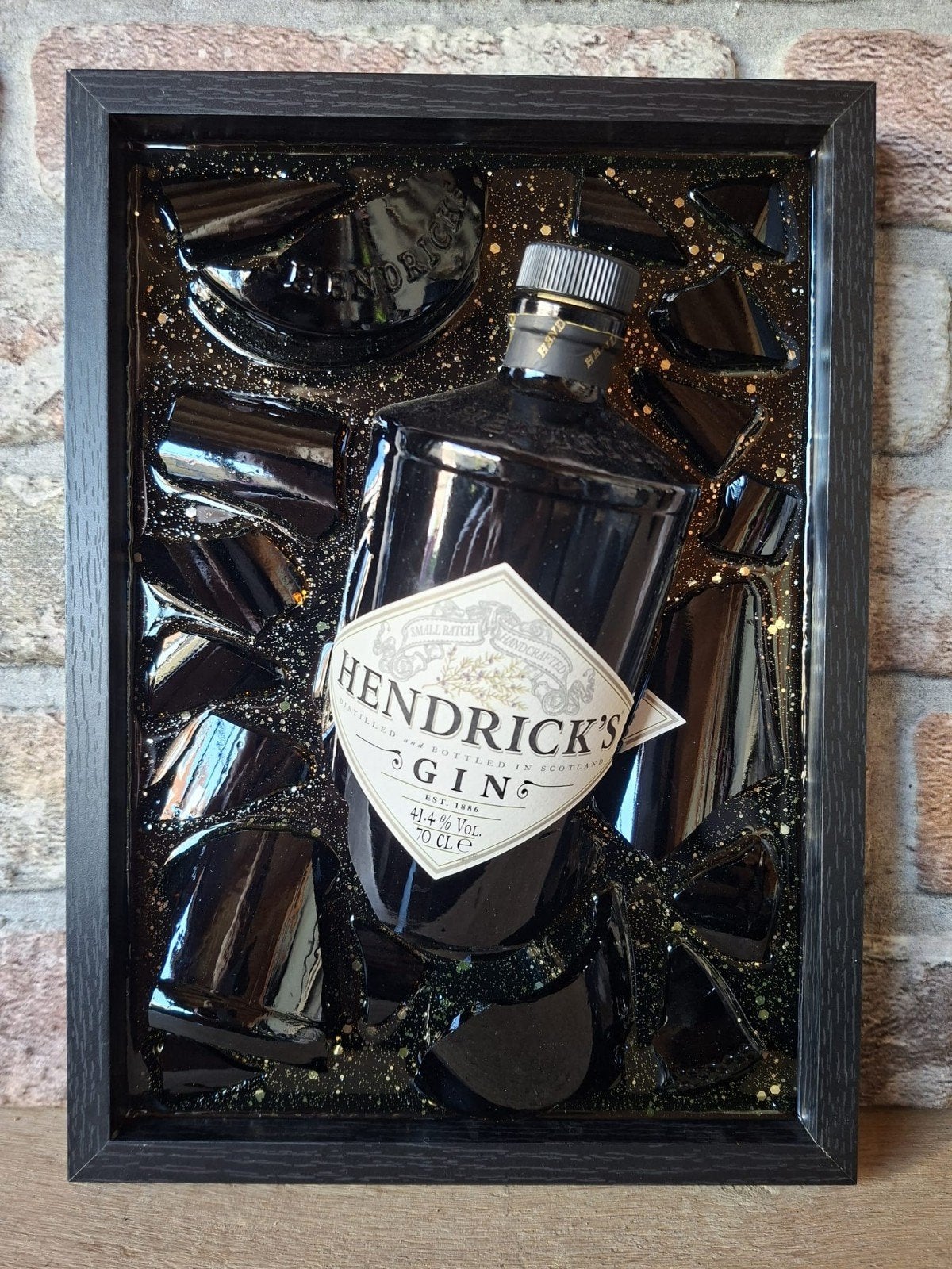 Hendrick's Gin fles verwerkt in een lijst 23x33 met Epoxy, Ophalen of Verzenden, Nieuw