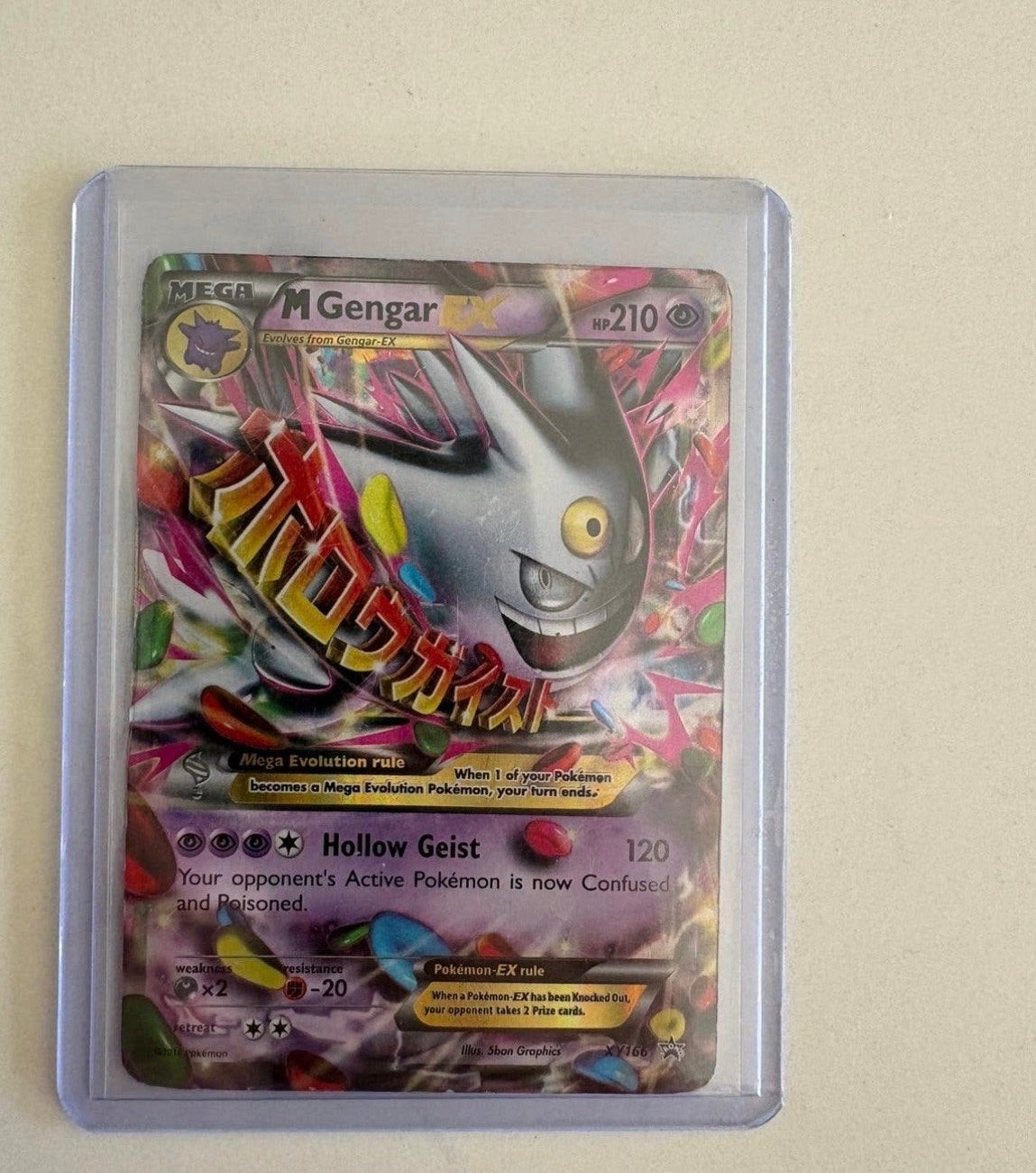 Pokémon Kaart: Mega M Gengar EX (Hollow Geist), Ophalen of Verzenden, Zo goed als nieuw, Losse kaart