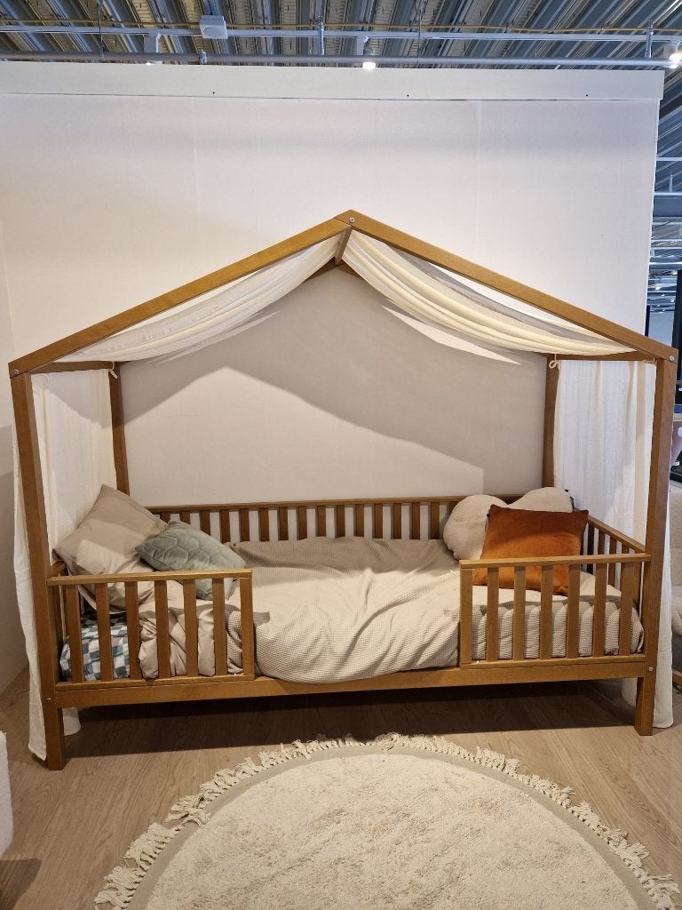 Tienerbed Bopita Huisbed 90x200, Huis en Inrichting, Ophalen, 90 cm, Eenpersoons, Bruin
