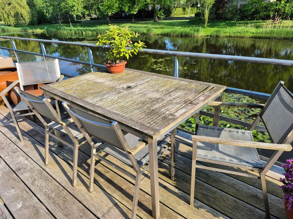 Barlow Tyrie tuinstel, Tuin en Terras, Tuinsets en Loungesets, Ophalen, 4 zitplaatsen, Gebruikt, Rvs