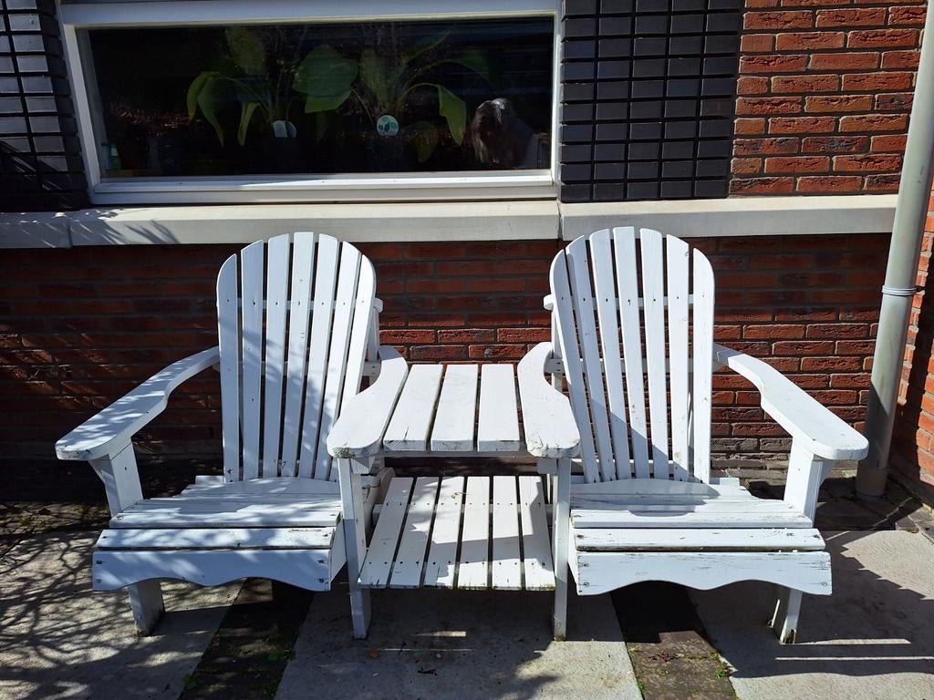 Tuinbankje tête-a-tête tuinbank wit, Tuin en Terras, Ophalen, Gebruikt, Hout