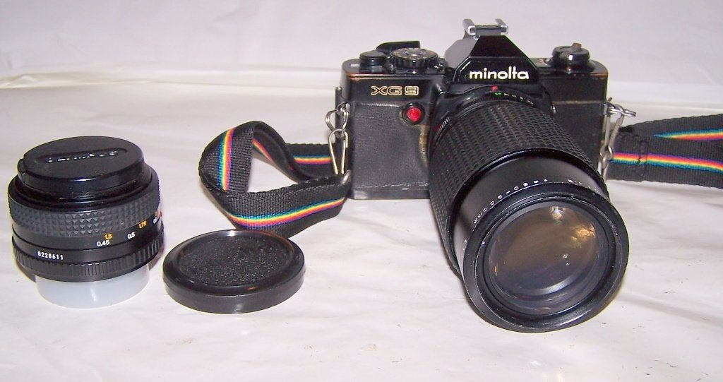 Mooie Minolta XG9 met Makininon 80-200mm lens. Izgs., Ophalen of Verzenden, Zo goed als nieuw, Spiegelreflex, Minolta