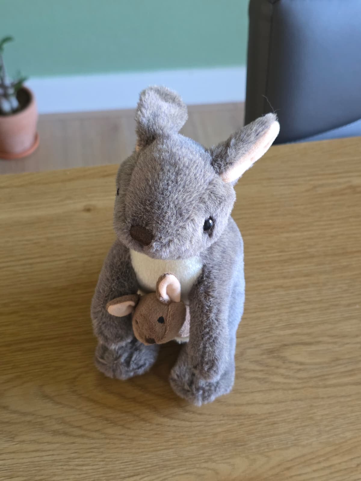 Schattige Kangoeroe Knuffel met Baby Kangoeroe, Overige typen, Grijs, Ophalen of Verzenden, Zo goed als nieuw