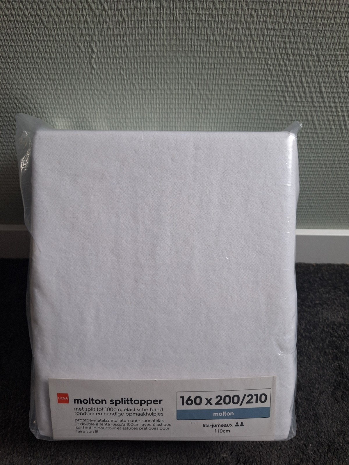 Hema Molton Splitttopper 160x200/210 Lits-jumeaux, Lits-jumeaux, Matrasbeschermer, Wit, Katoen