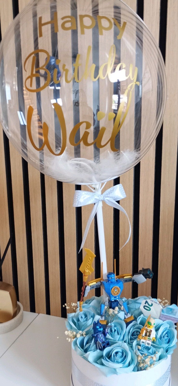 Unieke LEGO THEMA bobo ballon met luxe Flower box, Ophalen of Verzenden, Nieuw, Versiering, Verjaardag