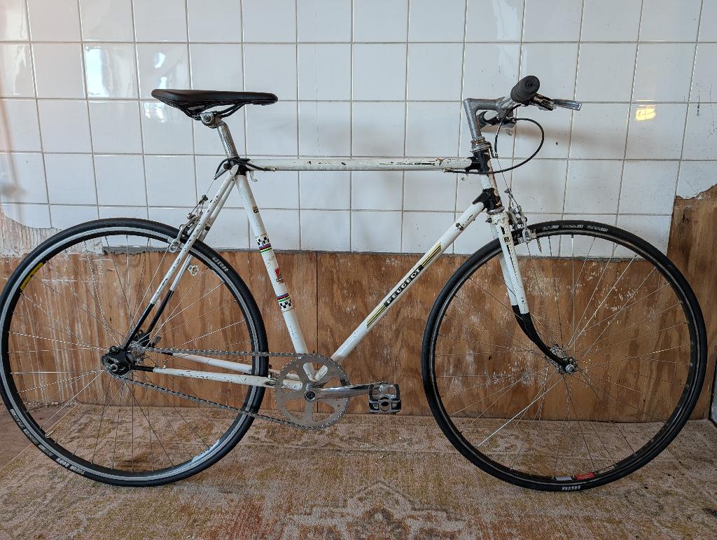 Peugeot 56cm singlespeed met handremmen, Ophalen, Overige typen, Staal, Zo goed als nieuw