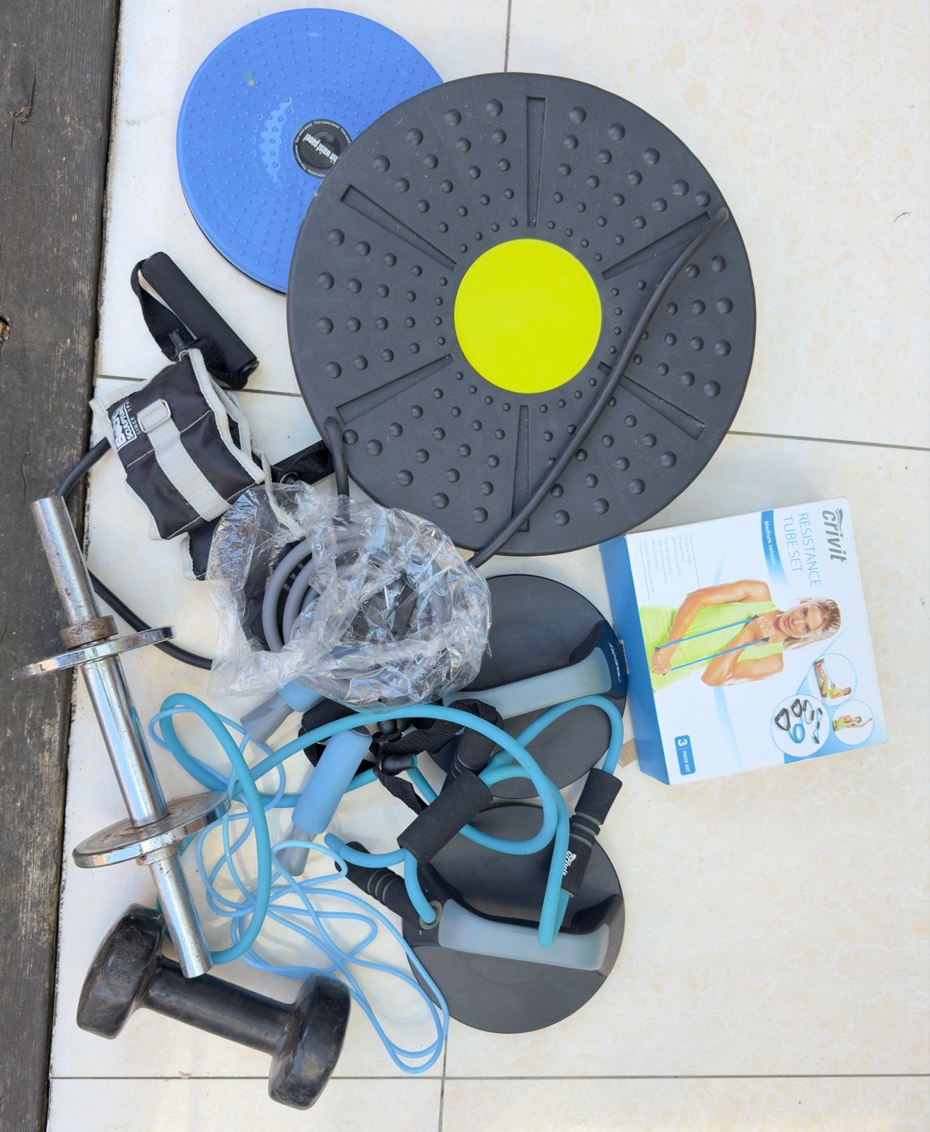 Fitness set met halters, weerstandsbanden en balansborden🏋️, Ophalen, Gebruikt, Armen, Dumbbell