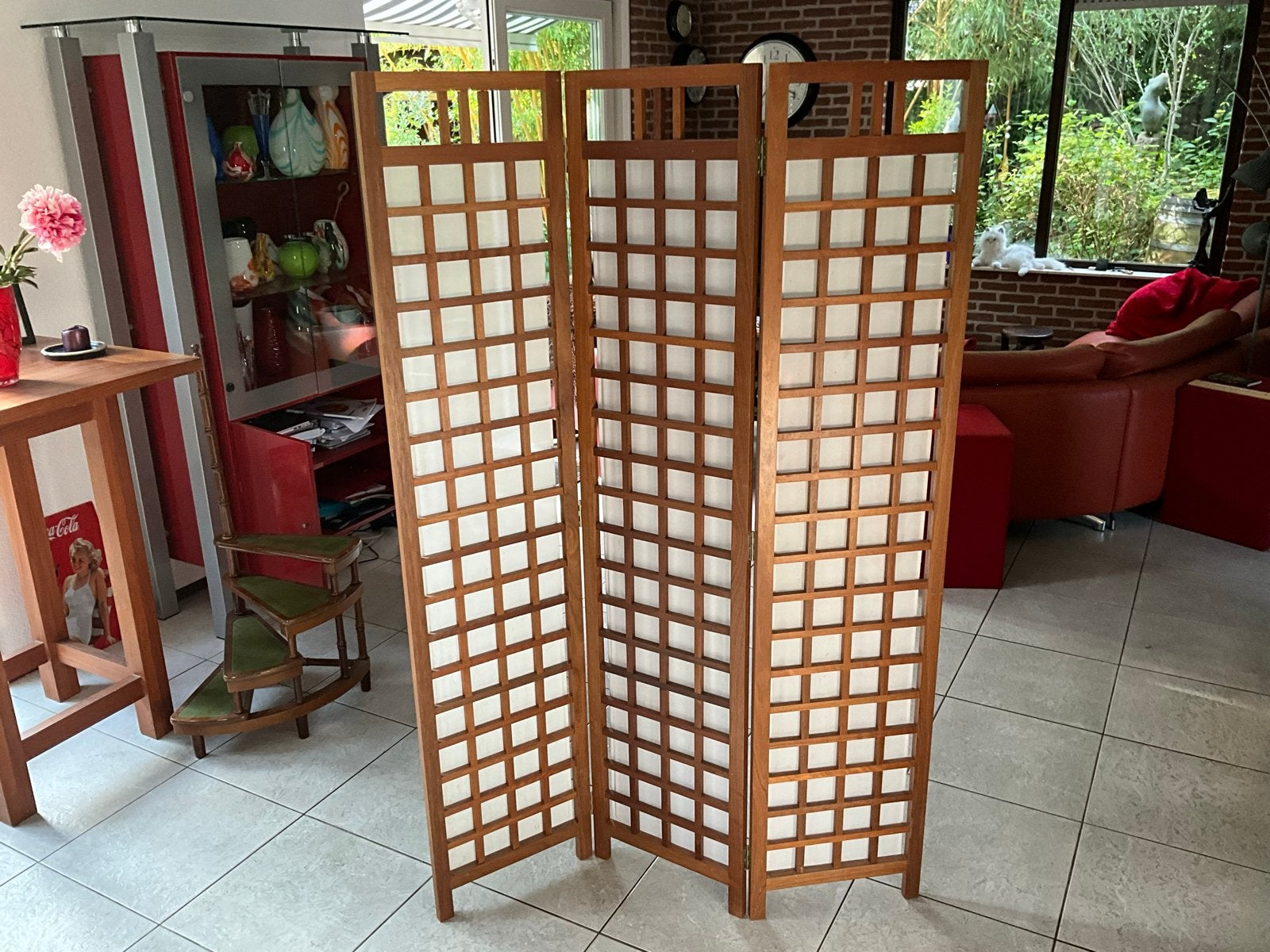 2 Luxe Hardhouten Kamerschermen 1.80m hoog, Ophalen of Verzenden, Gebruikt
