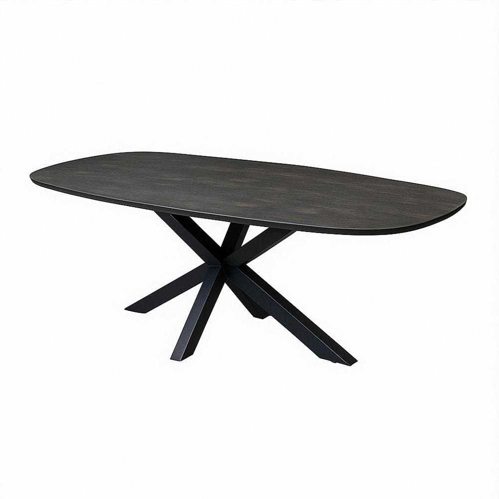 Deens ovale eettafels 160-260 cm mangohout zwart, Huis en Inrichting, Tafels | Eettafels, Overige materialen, Vijf personen of meer